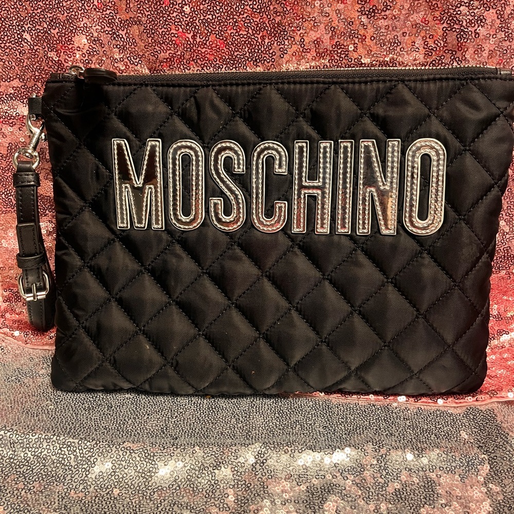 Black clutch teddy bear moschino clutch bag